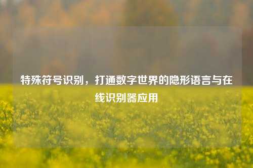 特殊符号识别，打通数字世界的隐形语言与在线识别器应用