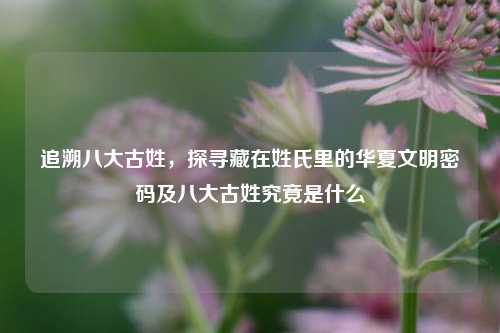 追溯八大古姓,探寻藏在姓氏里的华夏文明密码及八大古姓究竟是什么