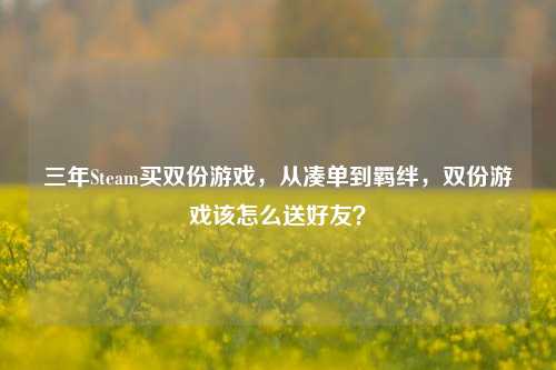 三年Steam买双份游戏，从凑单到羁绊，双份游戏该怎么送好友？