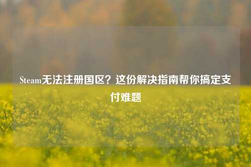 Steam无法注册国区?这份解决指南帮你搞定支付难题