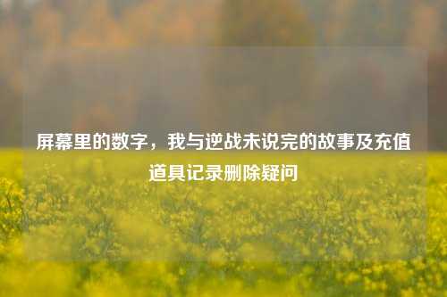 屏幕里的数字,我与逆战未说完的故事及充值道具记录删除疑问