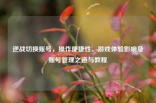 逆战切换账号，操作便捷性、游戏体验影响及账号管理之道与教程